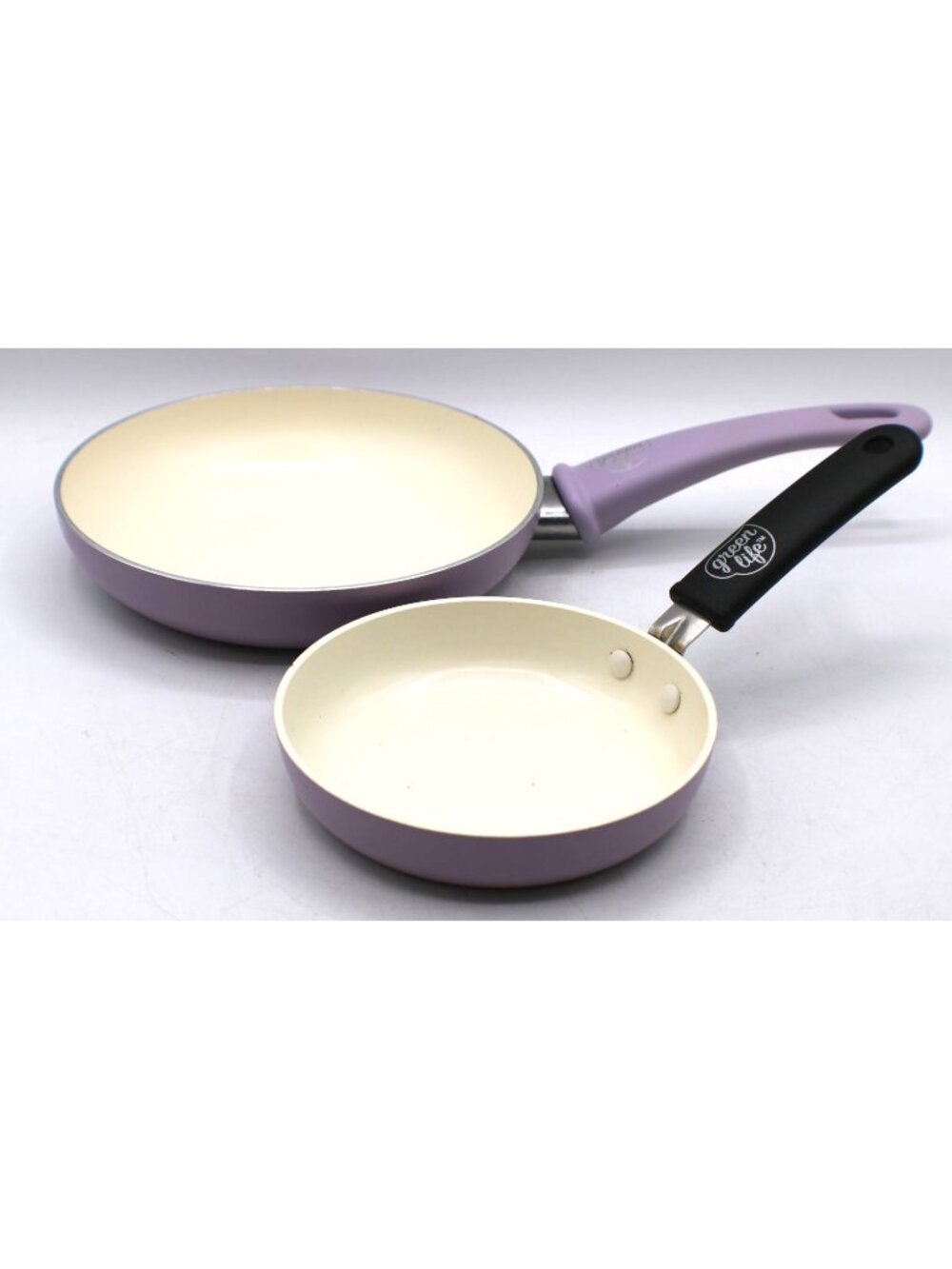 GreenLife Ceramic Nonstick Frying Pan Set 5/8" Skillet Lavender Soft‑Grip Handle